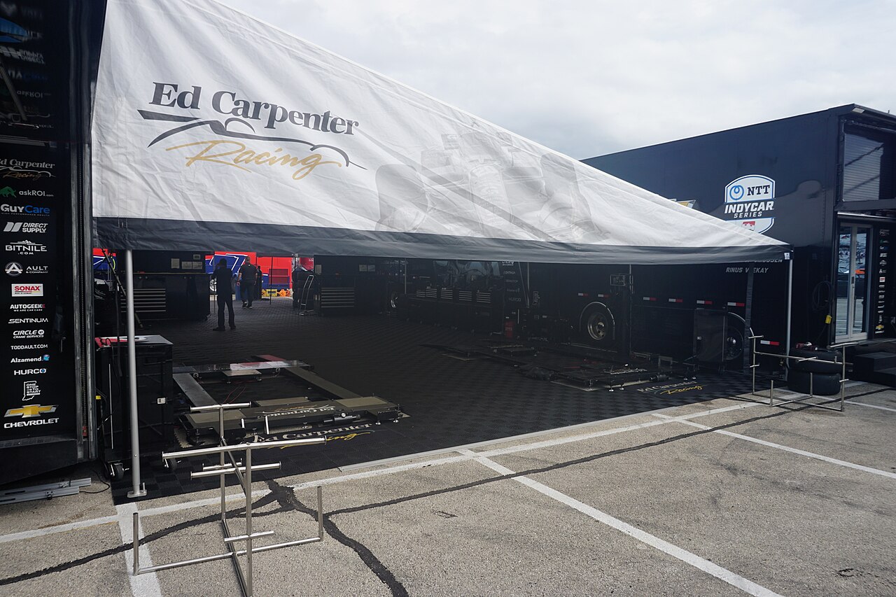 Ed Carpenter Racing — The Ed Carpenter Racing garage before the 2024 Hy-Vee Milwaukee Mile 250s at the Milwaukee Mile in West Allis, Wisconsin (United States).