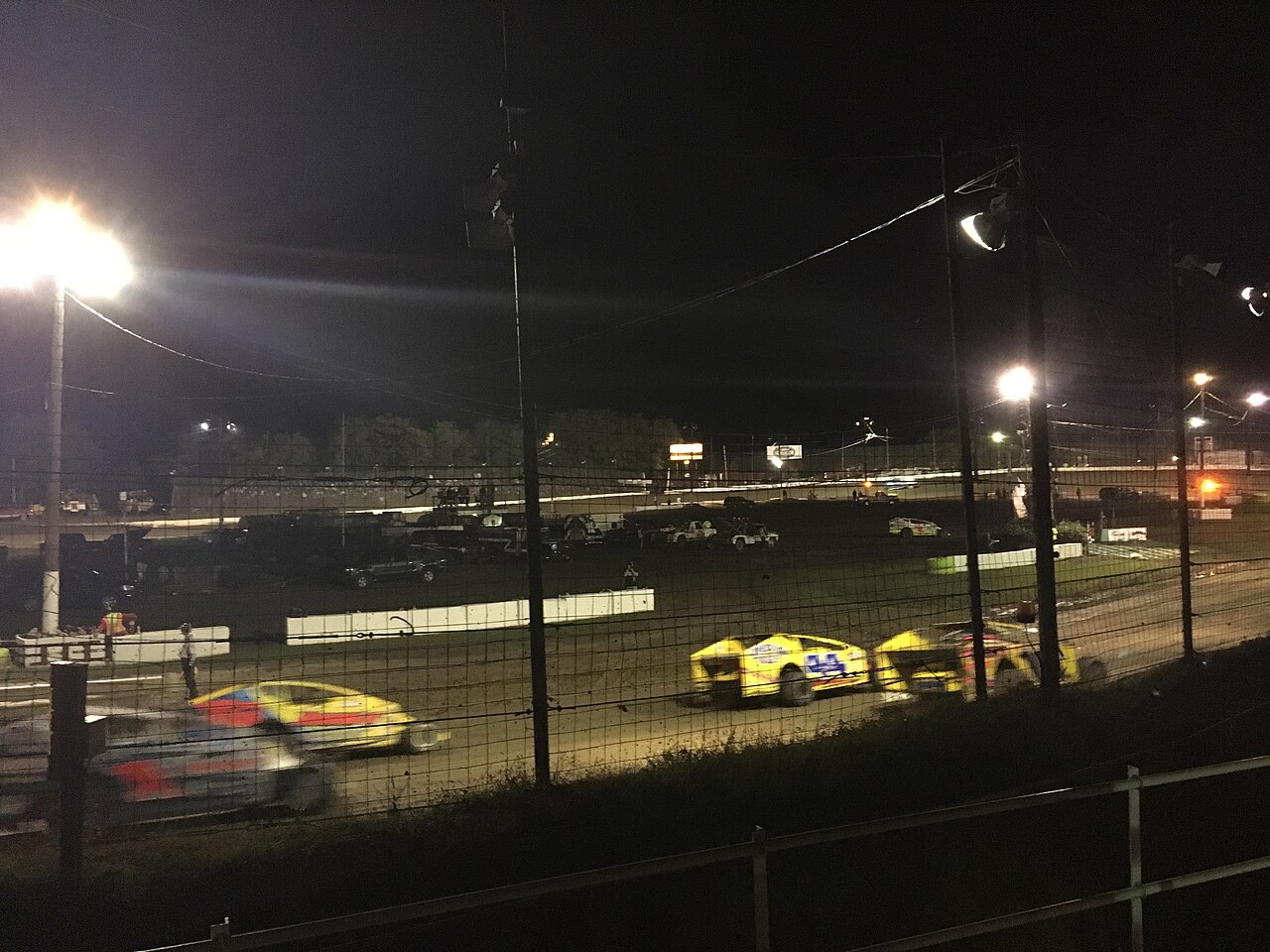 Grandview Speedway — Cars drive down the frontstretch during the feature for the modifieds at Grandview Speedway in Bechtelsville, Pennsylvania