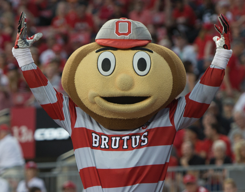 The Ohio State University — Brutus Buckeye at the Army-Ohio State football game on Sept. 16, 2017.