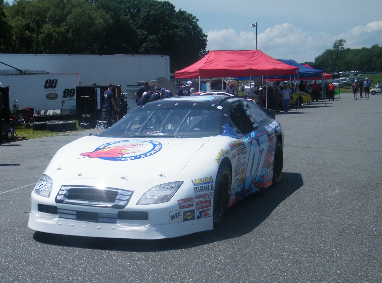 Thompson Speedway Motorsports Park — Corey LaJoie's No. 07 Ford at Thompson Speedway before the NASCAR Camping World East Series race there on July 11, 2009.